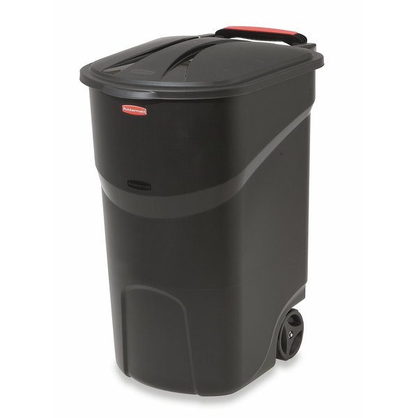 Rubbermaid Roughneck 45 Gal Black Resin Wheeled Trash Can Lid Included Fg2054166 Zoro 